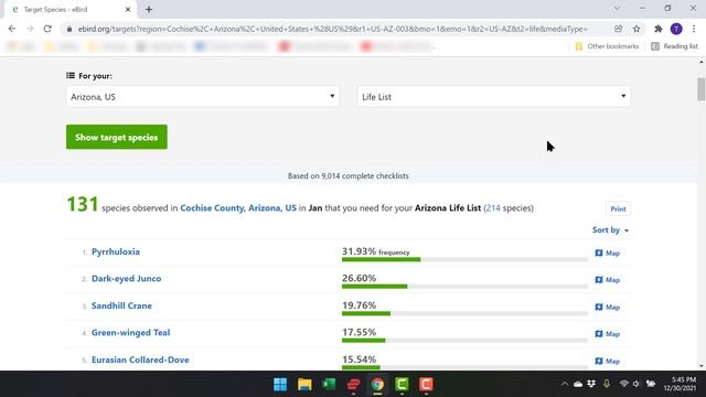 Grab data from an eBird page and load it into Excel when there is no Download link or button.
