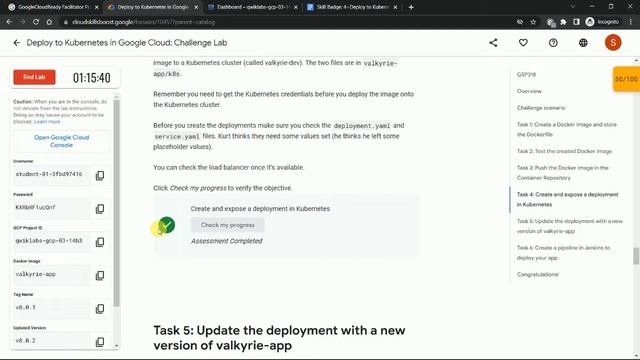 Skill Badge =4  Deploy to Kubernetes in Google Cloud: Challenge Lab(GSP318)