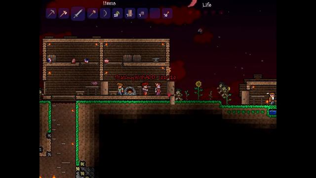 Let's Play Terraria with Alix and Kielan co-op - The Blood Moon! Zombie Apocalypse! - part 3