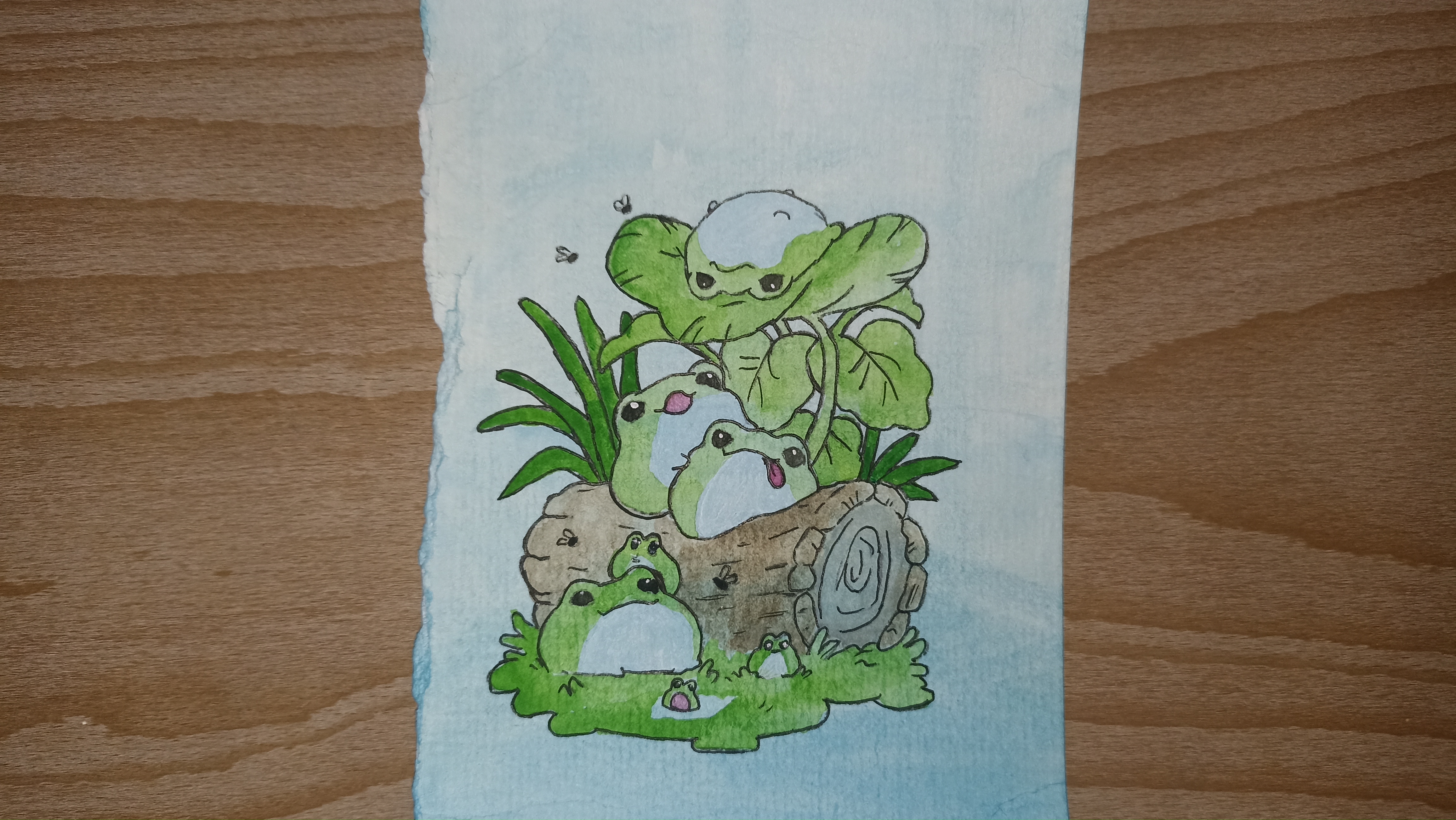 Лягушки / Рисунок акварелью