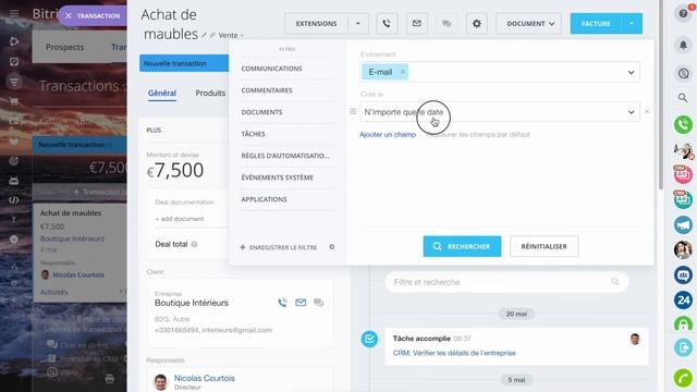 Filtre dans le formulaire CRM | CRM - Bitrix24