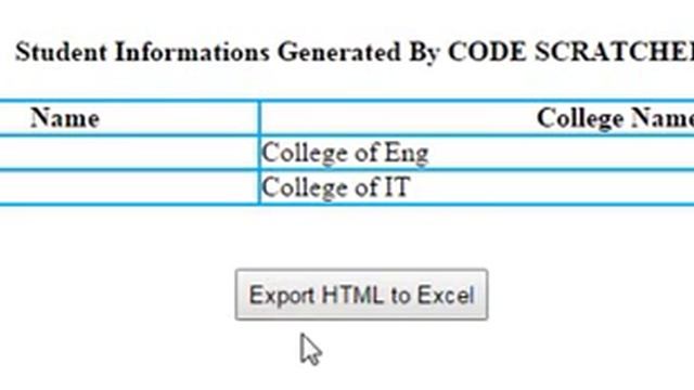 Export HTML to Excel in ASP.NET