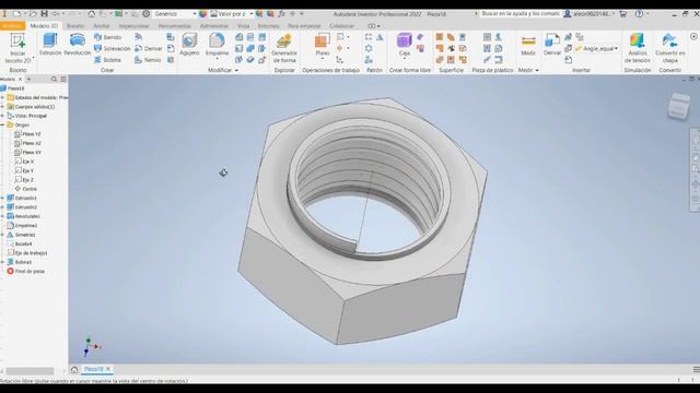 ⚙️ Diseño de una tuerca y tornillo usando Autodesk Inventor