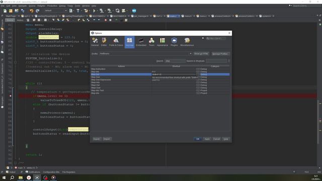 MPLAB X IDE - изменить сочетания клавиш для отладки