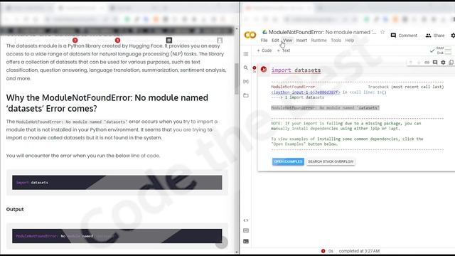 ModuleNotFoundError No module named datasets  Solved