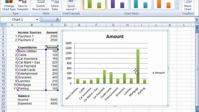 Create a Pie Chart in Microsoft Excel 2007