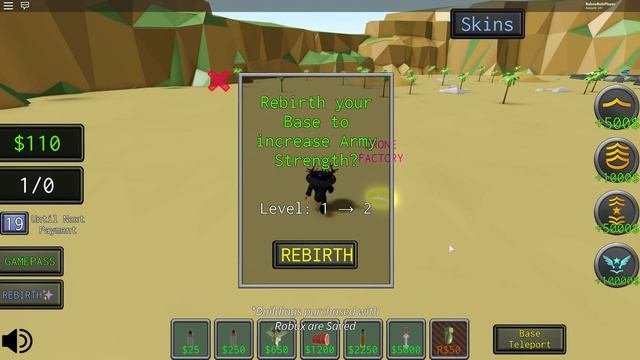 Roblox Army Tycoon: NEW REBIRTH UPDATE AND LEVELS
