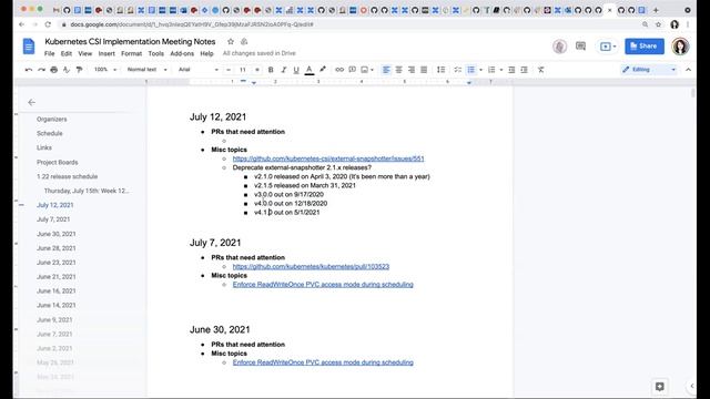 Kubernetes SIG Storage - CSI Implementation Workgroup 20210712