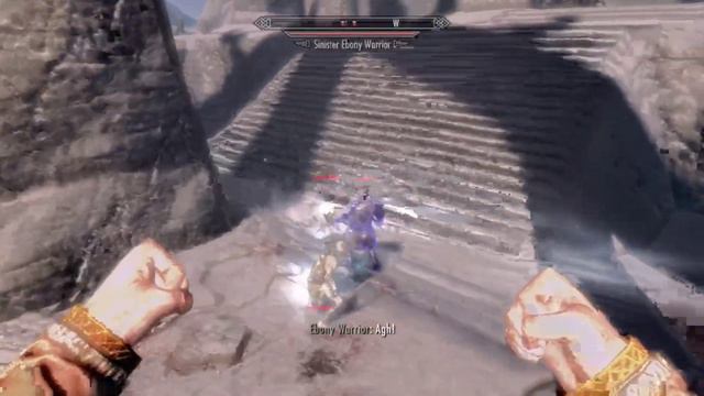 Skyrim battle: Ebony Warrior vs Falmer Shadowmaster & Sinister Ebony Warrior