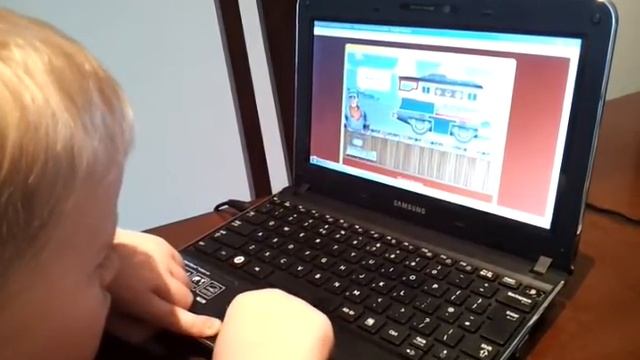 Matthew using the laptop touchpad