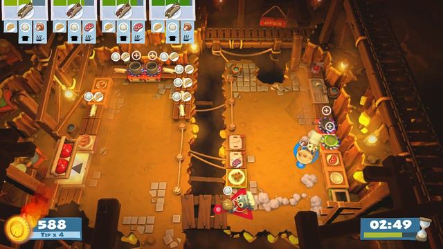 3 Stars - OVERCOOKED! ALL YOU CAN EAT - Stage 2-4 ( 2 Players )