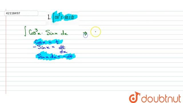 `int cos^(3) x. sin x dx`