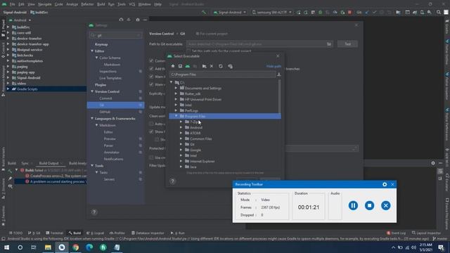 A problem occurred starting process command git  Android Studio  Bug Fixing