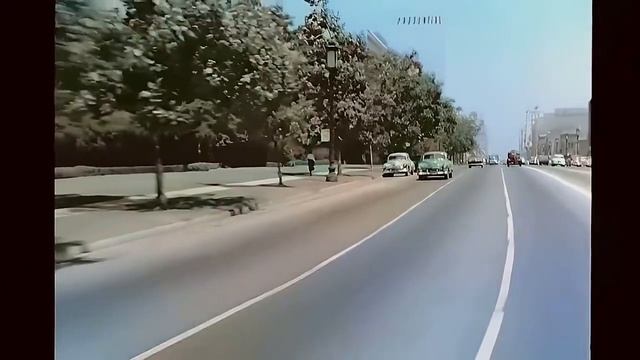 A Drive Through Los Angeles 1950s in color [60fps, Remastered] w added sound
