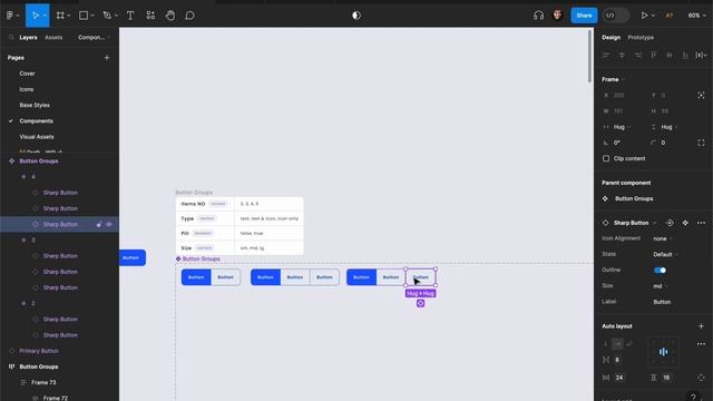 Designing Button Groups in Figma using Auto-Layout & Variants: Step-by-Step Guide to Design System