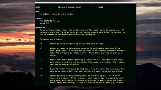 rm and rmdir (for deleting in unix)