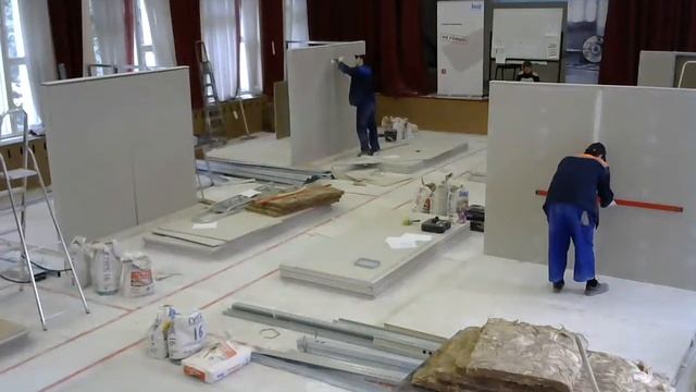 Демонстрационный экзамен по компетенции  "Cухое строительство и штукатурные работы" - День 12.