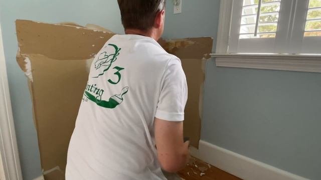 Remove Floor Adhesive From Drywall And Repair Sheetrock From Removing Old Bathroom Sink (Part 1)
