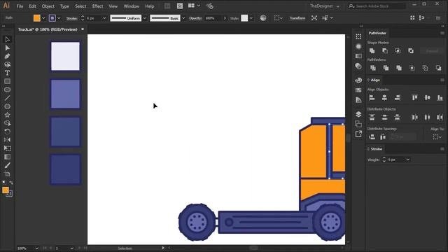 Design Process : Design A Dump Truck Line Art illustration