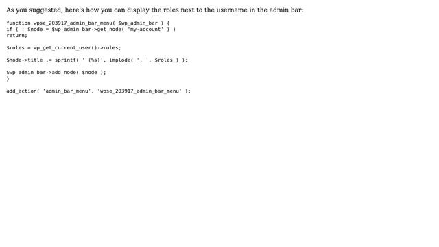 Wordpress: Displaying which Role the current user is assigned to (3 Solutions!!)