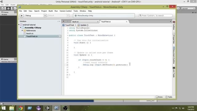 3. Unity Touch Input Tutorial - Unity Android Game Development Tutorial For Beginners