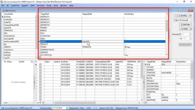 xls transaction import