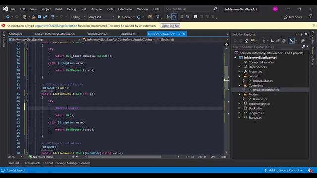 Criando uma api com .netCore, Docker e EntityFrameWork in Memory