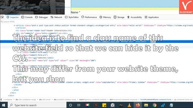 How To Remove Website Field From WordPress Comments By Editing CSS