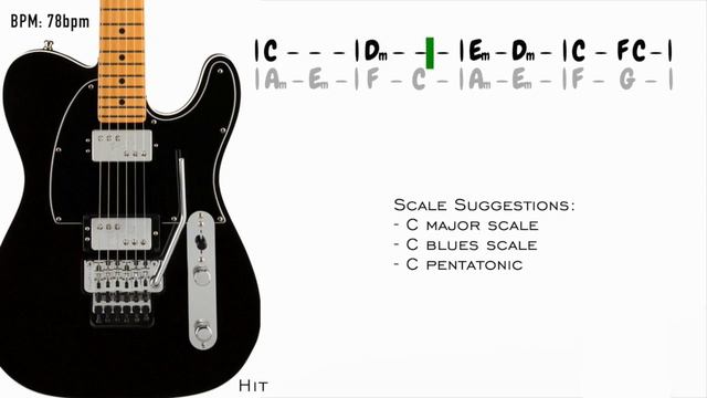 Smooth Backbeat Blues Guitar Backing Track Jam In C