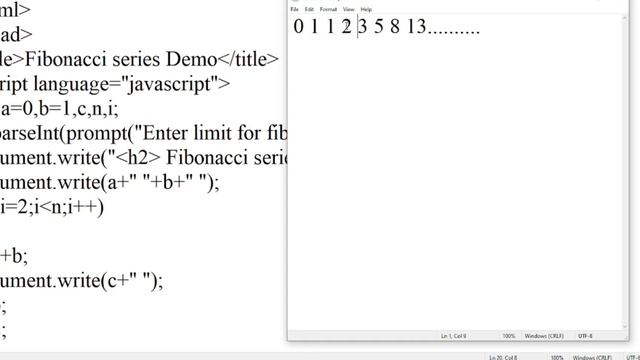 factorial series | Fibonacci series | Java Script |Web Programming Practical |HTML|fybscit Practica