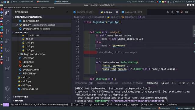 8. Toga BeeWare. Упаковка, конечный файл, обновление приложения.