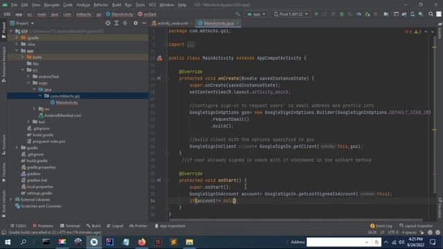 Login App in Android Studio oauth2 with Google