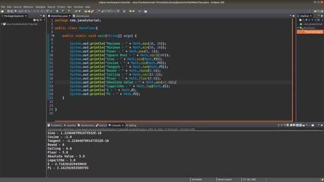 Java Fundamentals Tutorial for Beginners - Math Class