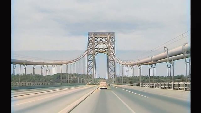 George Washington Bridge and New Jersey 1940s in color [60fps, Remastered] w added sound