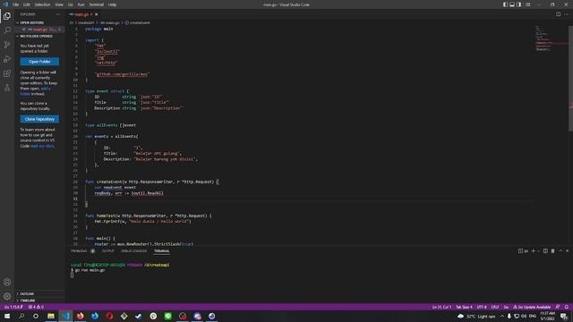 Golang - create simple rest API in local with gorilla/mux PART 1