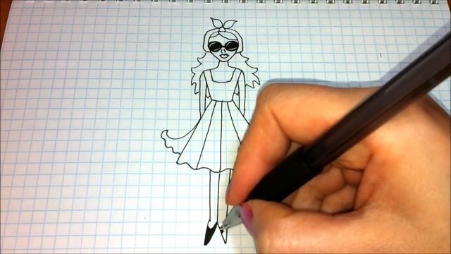 Простые рисунки #418 Рисуем девочку в солнечных очках