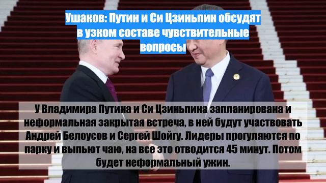 Ушаков: Путин и Си Цзиньпин обсудят в узком составе чувствительные вопросы