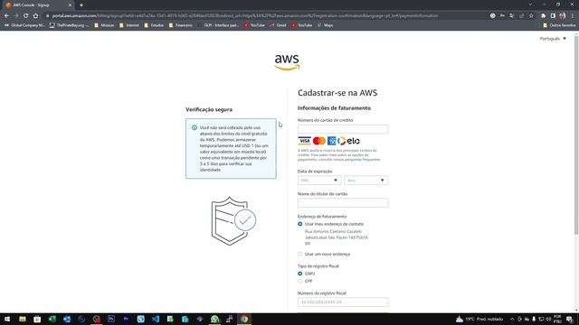 Criando Uma Conta Gratuita na Amazon AWS