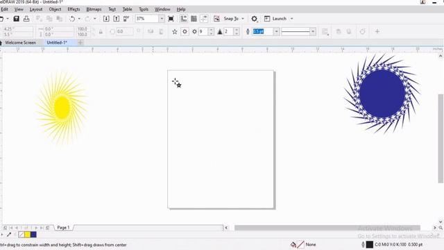 Polygon, Star, Spiral and Common Shapes in Corel draw
