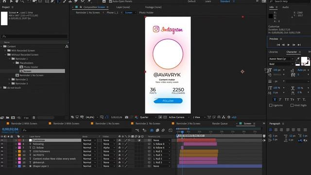 Как Сделать Напоминатель Подписки на Инстаграм в Adobe After Effects! (ГОТОВЫЙ ПРОЕКТ)