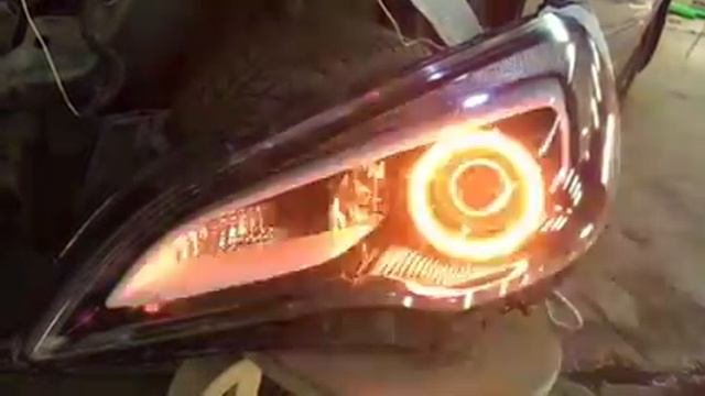 Ангельские глазки RGB на Opel astra J GTC. Примерка