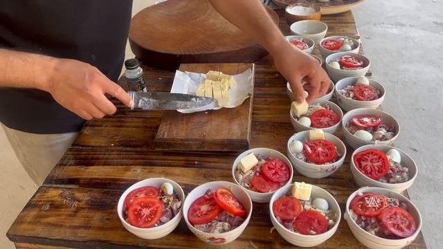 Meat inside the dough is a popular Uzbek street food  somsa in an unusual way  kosa somsa