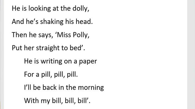 Стихи на английском. Miss Polly has a dolly.