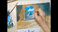 Пейзаж.Старый город. Acrylic Landscape Painting Tutorial/Old city