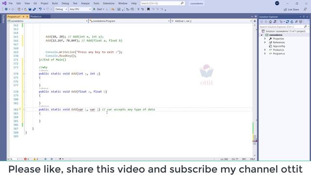 C#.Net tutorial in Telugu - var datatype with type safety - ottit