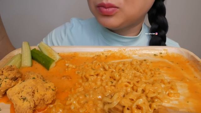 ASMR Samyang Quattro Cheese Spicy Noodle with Korean Fried Cheese Snow Chicken *No Talking | N.E