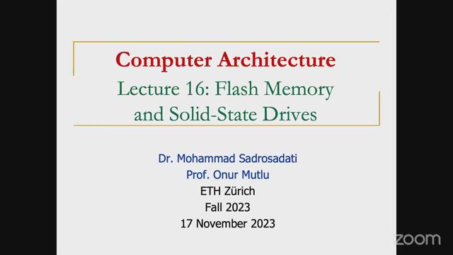 Computer Architecture - Lecture 16: Flash Memory and Solid-State Drives (Fall 2023)