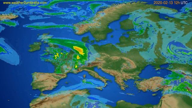 Radar forecast Europe // modelrun: 00h UTC 2020-02-13