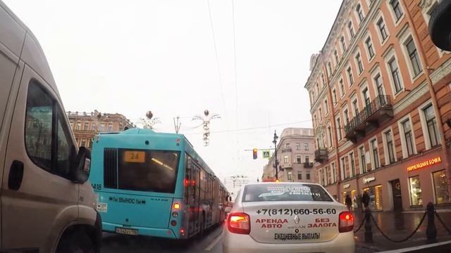 Санкт-Петербург на авто. Невский проспект-Литейный проспект. City Roads. Russia. Saint Petersburg.