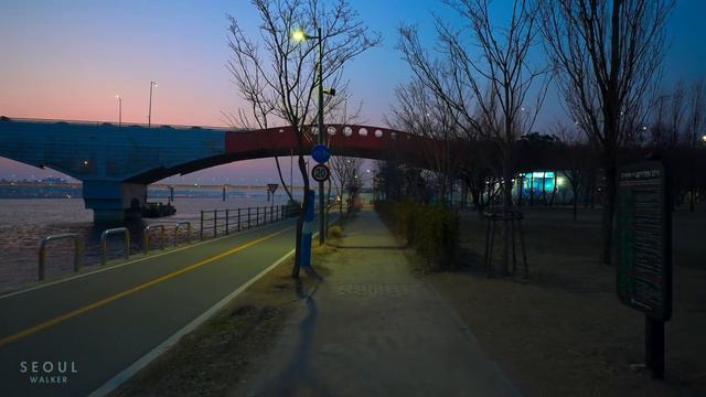 Night walk in Mangwon-dong Street and Hangang Park _ Seoul Virtual Tour